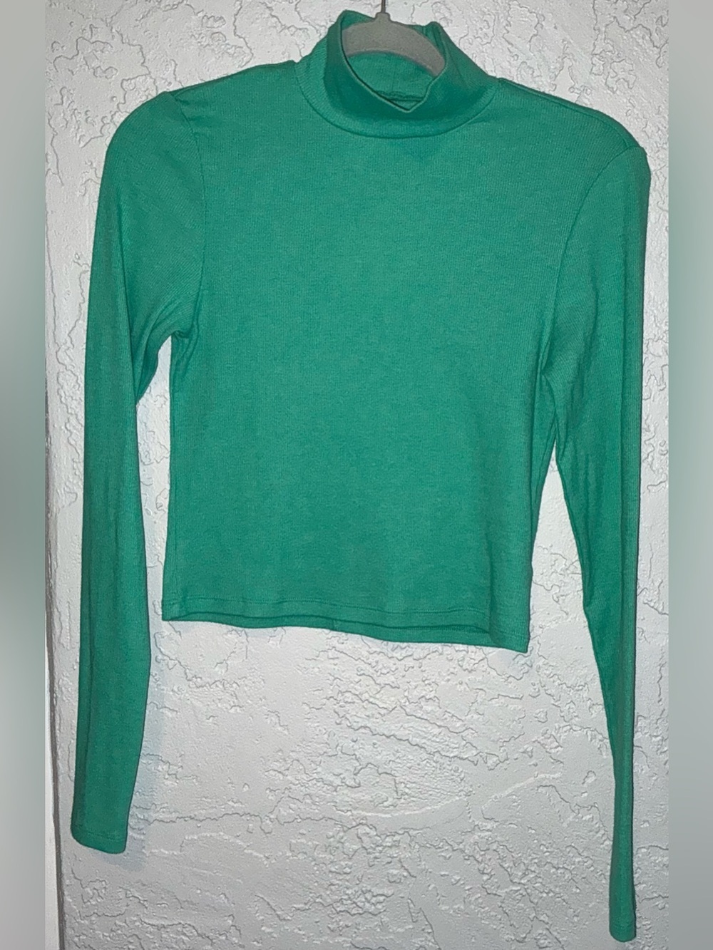 American Eagle Outfitters Teal Mock Neck Long-Sleeve Ribbed Top